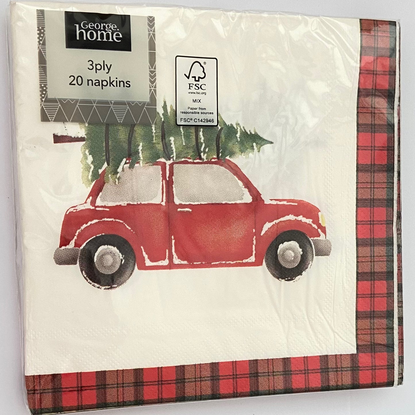 Car with a Christmas Tree Napkins 20 per pack, 3ply can be used for Decoupage