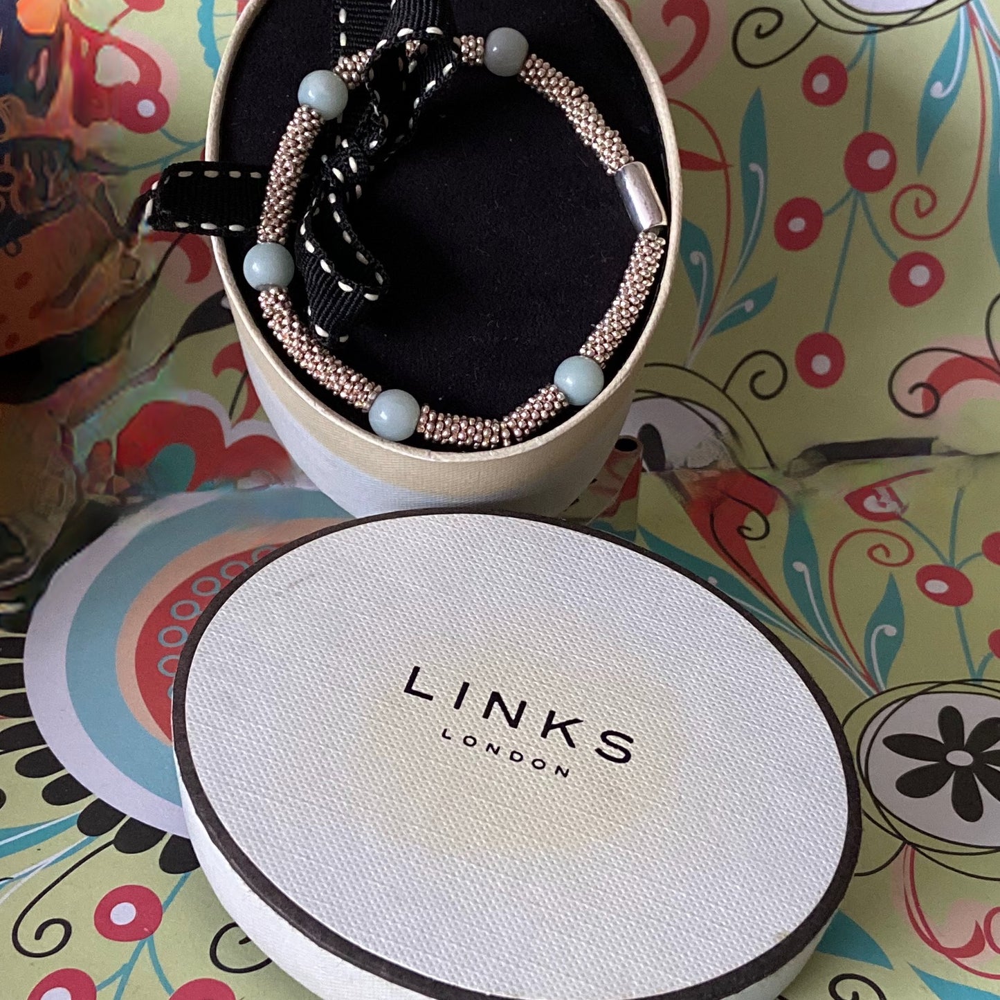 Links of London Authentic Sterling Silver Effervescence XS sweetie rings Bracelet with Amazonite - 17cm