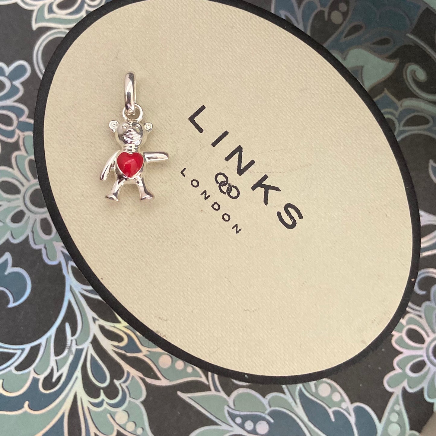 New! Links of London Teddy Bear Charm with Red Heart