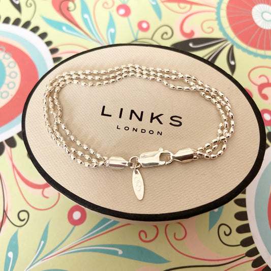 Links of London  3 rows of Rice beads Bracelet – 19.5cm