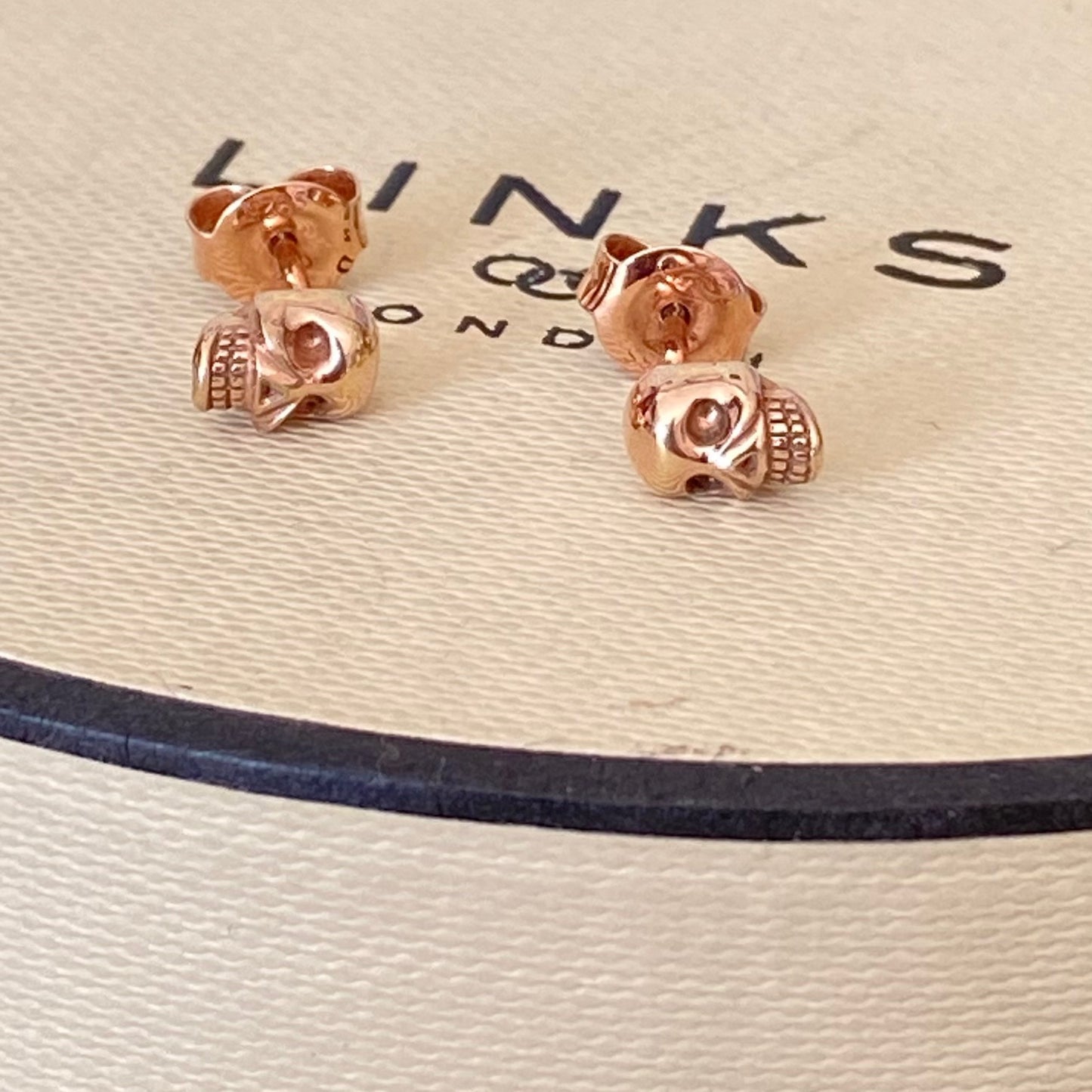 Links of London Rose Gold Plated Mini Skull Stud Earrings