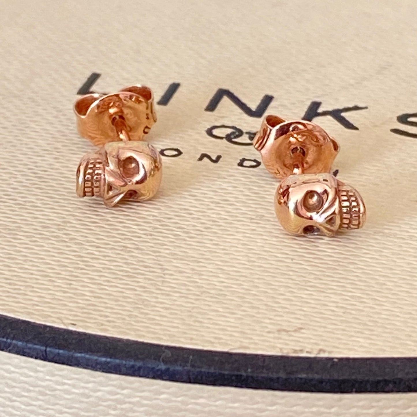Links of London Rose Gold Plated Mini Skull Stud Earrings