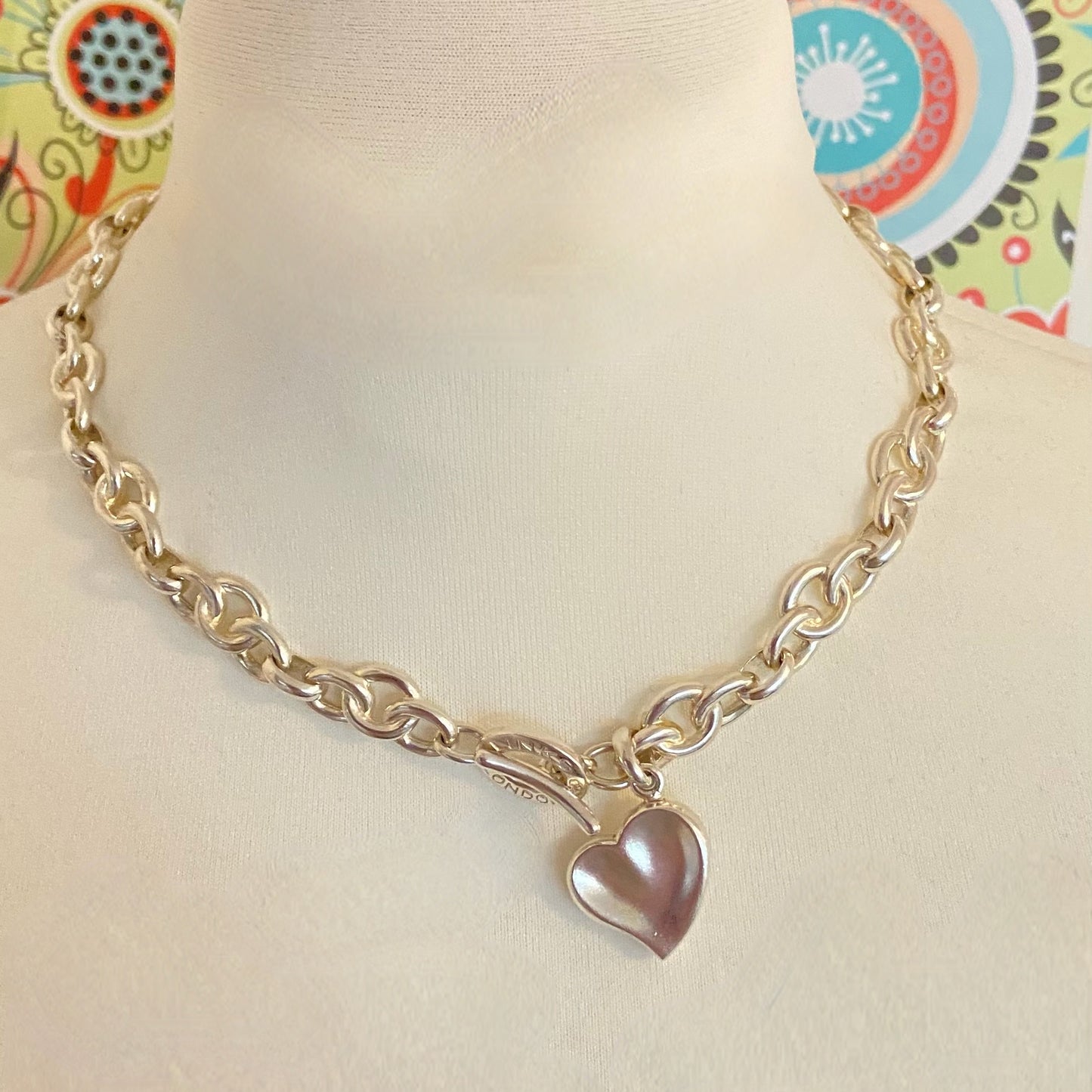 Signature Links of London Necklace & Silver Heart. 89g. 46cm