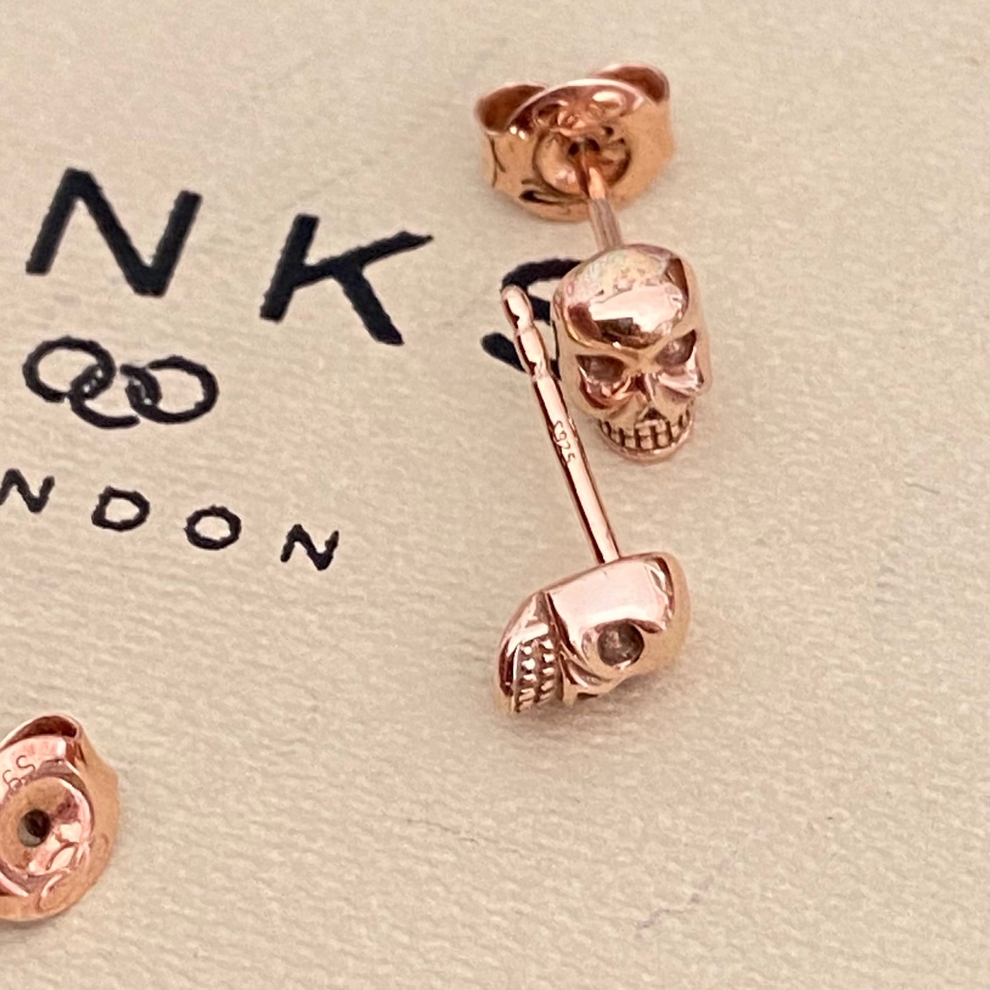 Links of London Rose Gold Plated Mini Skull Stud Earrings