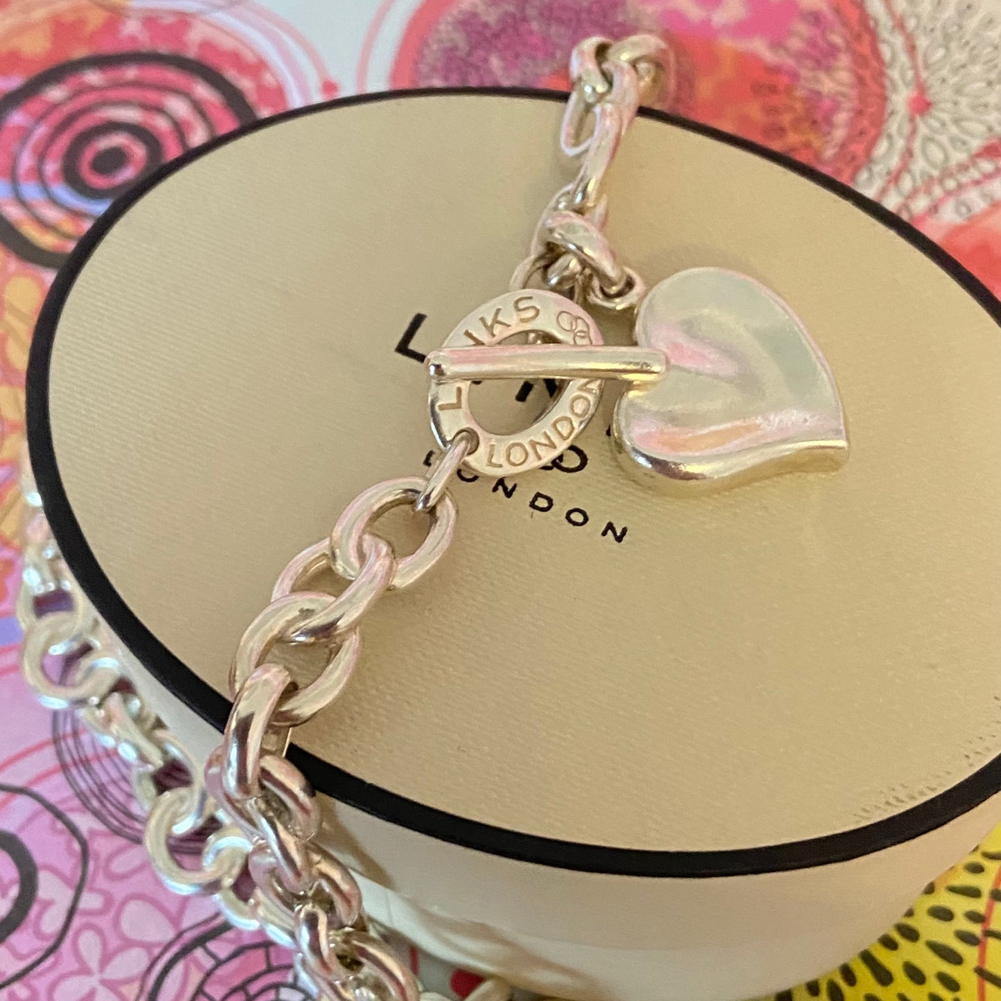 Signature Links of London Necklace & Silver Heart. 89g. 46cm