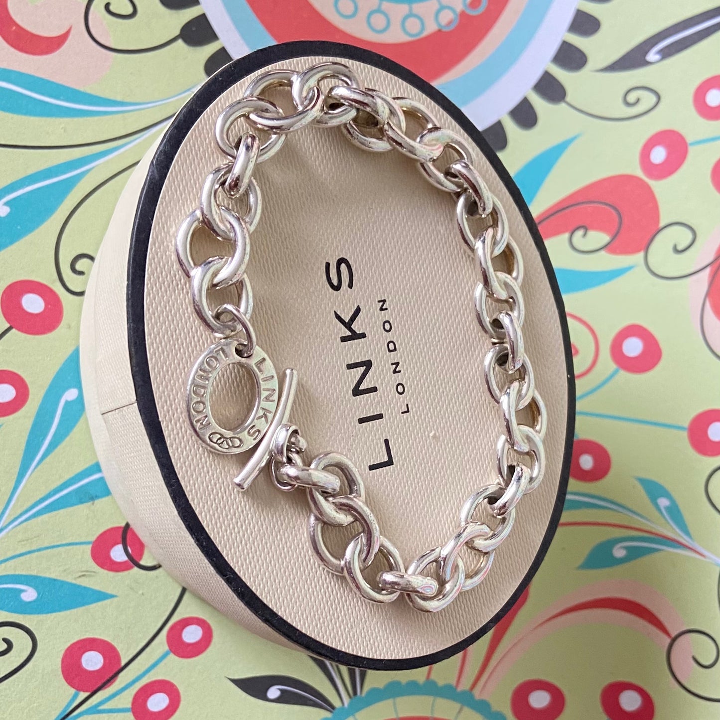 Fully Hallmarked Sterling Silver T-Bar Bracelet Links of London.  30g