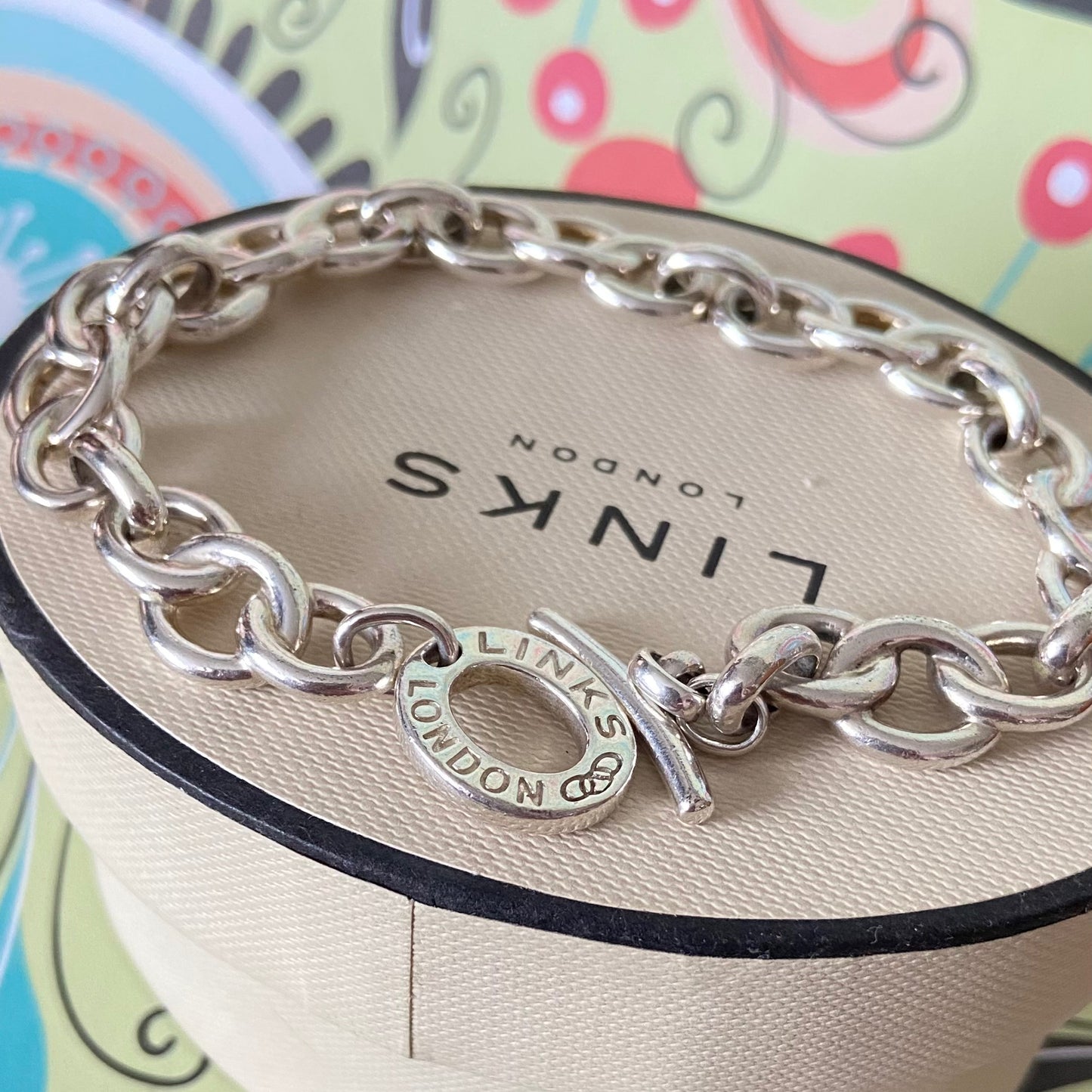 Fully Hallmarked Sterling Silver T-Bar Bracelet Links of London.  30g