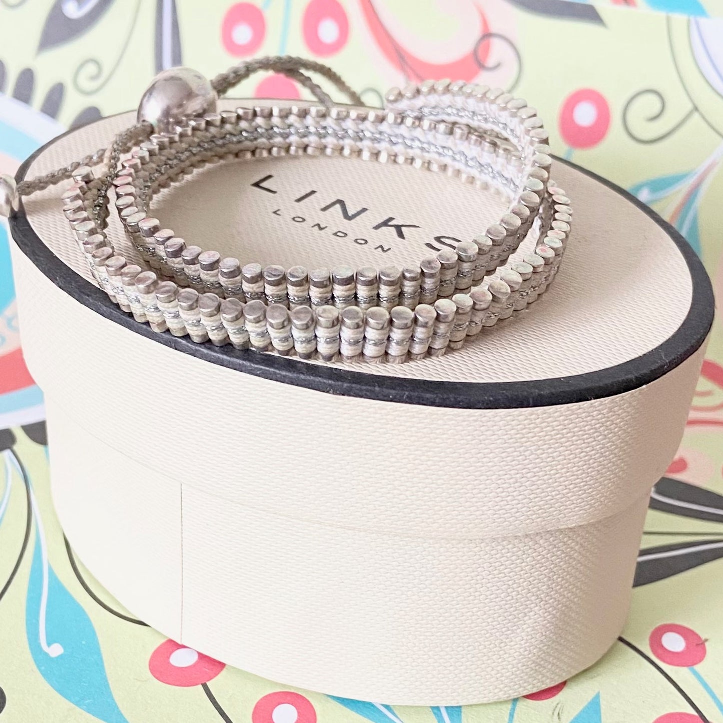 Links of London Double Wrap white and silver Friendship Sterling Silver Bracelet