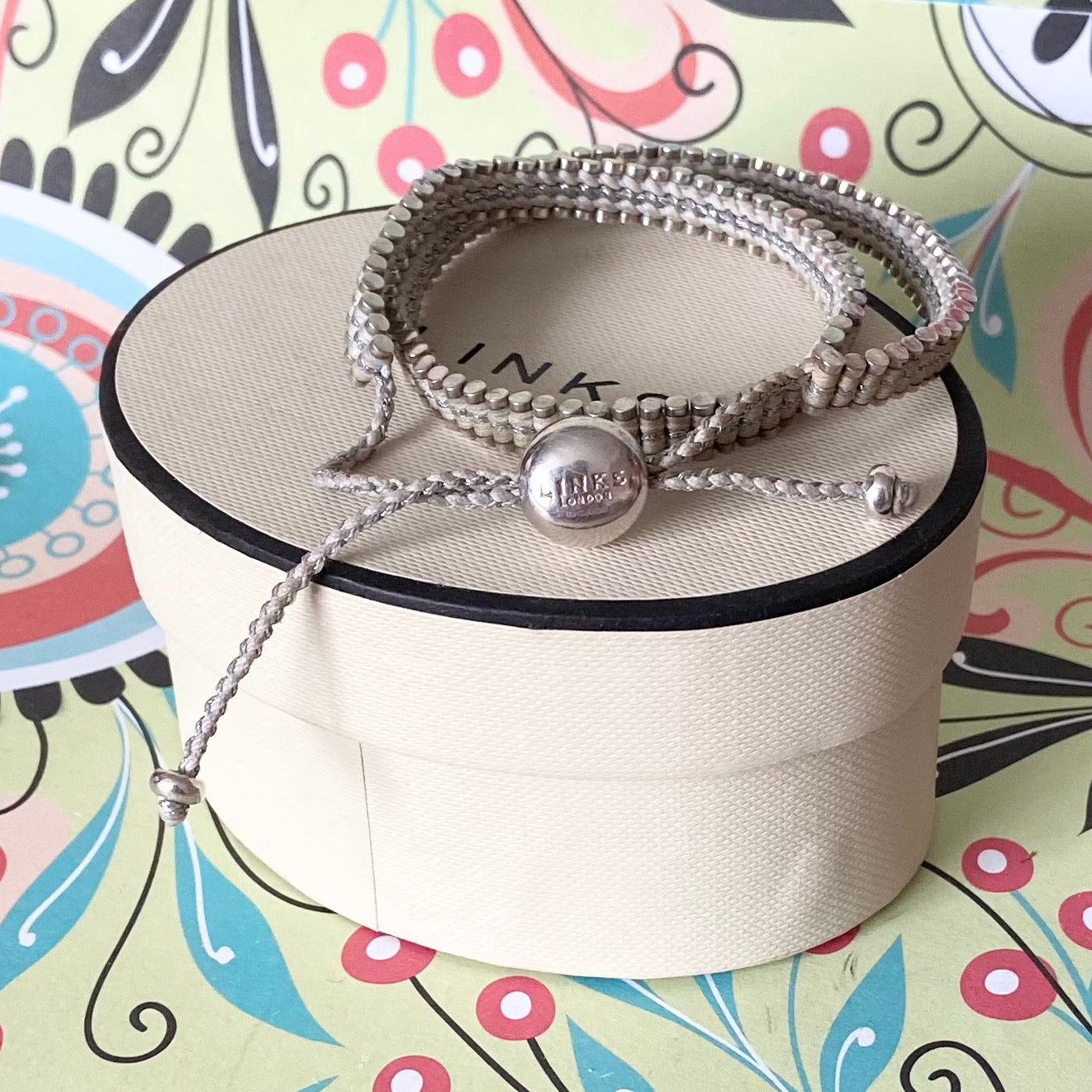 Links of London Double Wrap white and silver Friendship Sterling Silver Bracelet