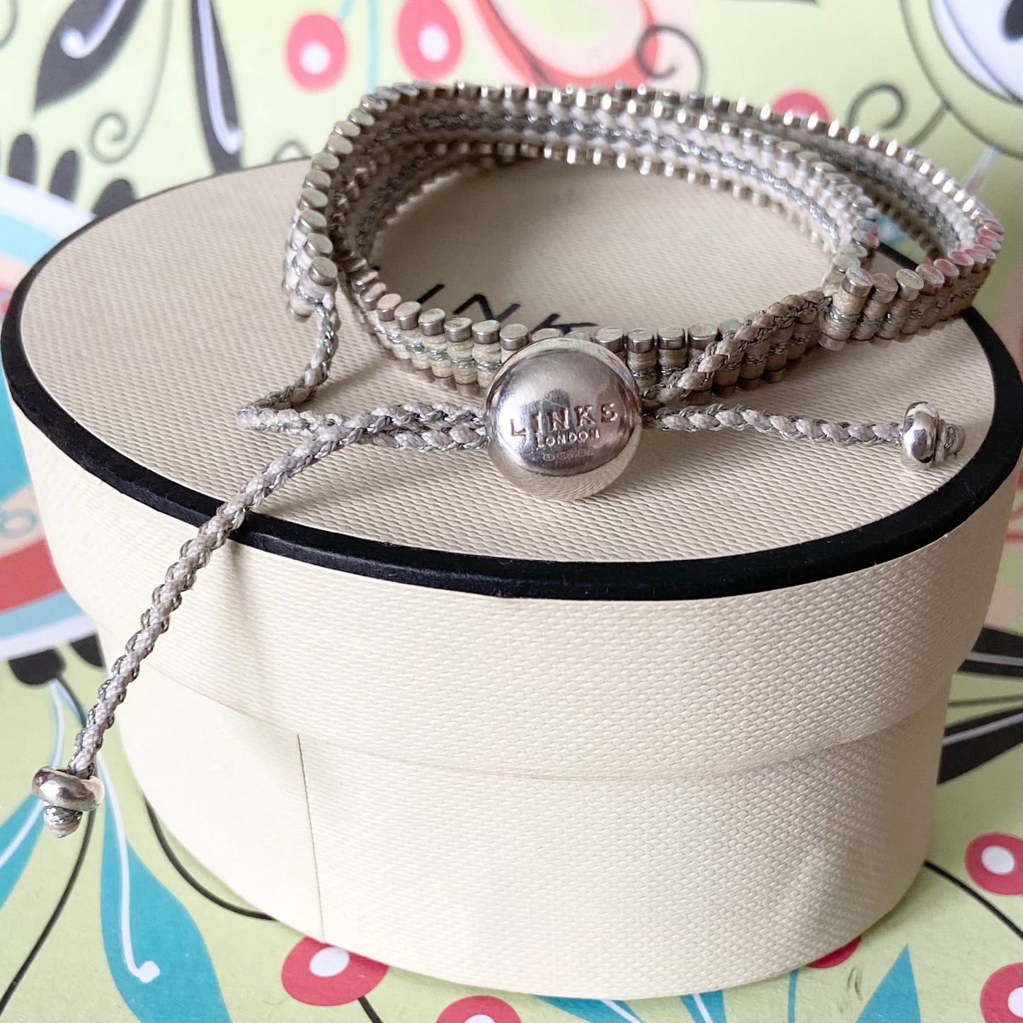 Links of London Double Wrap white and silver Friendship Sterling Silver Bracelet