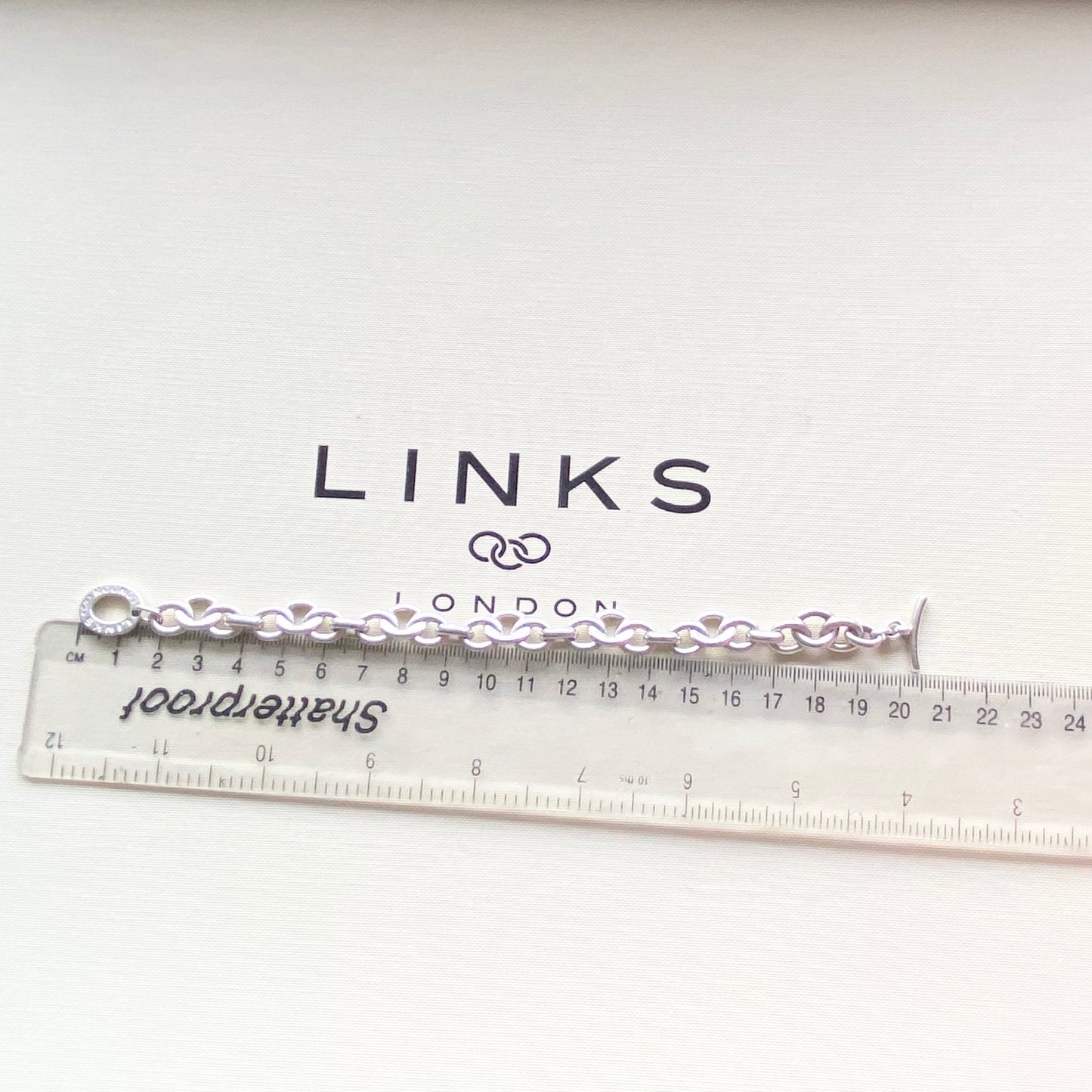 Fully Hallmarked Sterling Silver T-Bar Bracelet Links of London.  30g
