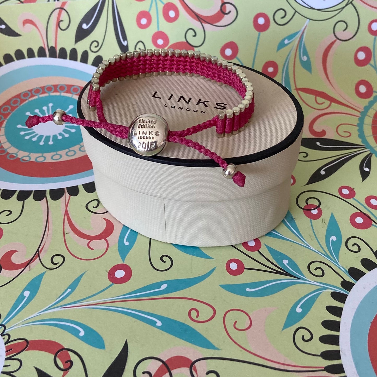 Links of London Parolympics Pink Sterling Silver rare adjustable Friendship Bracelet