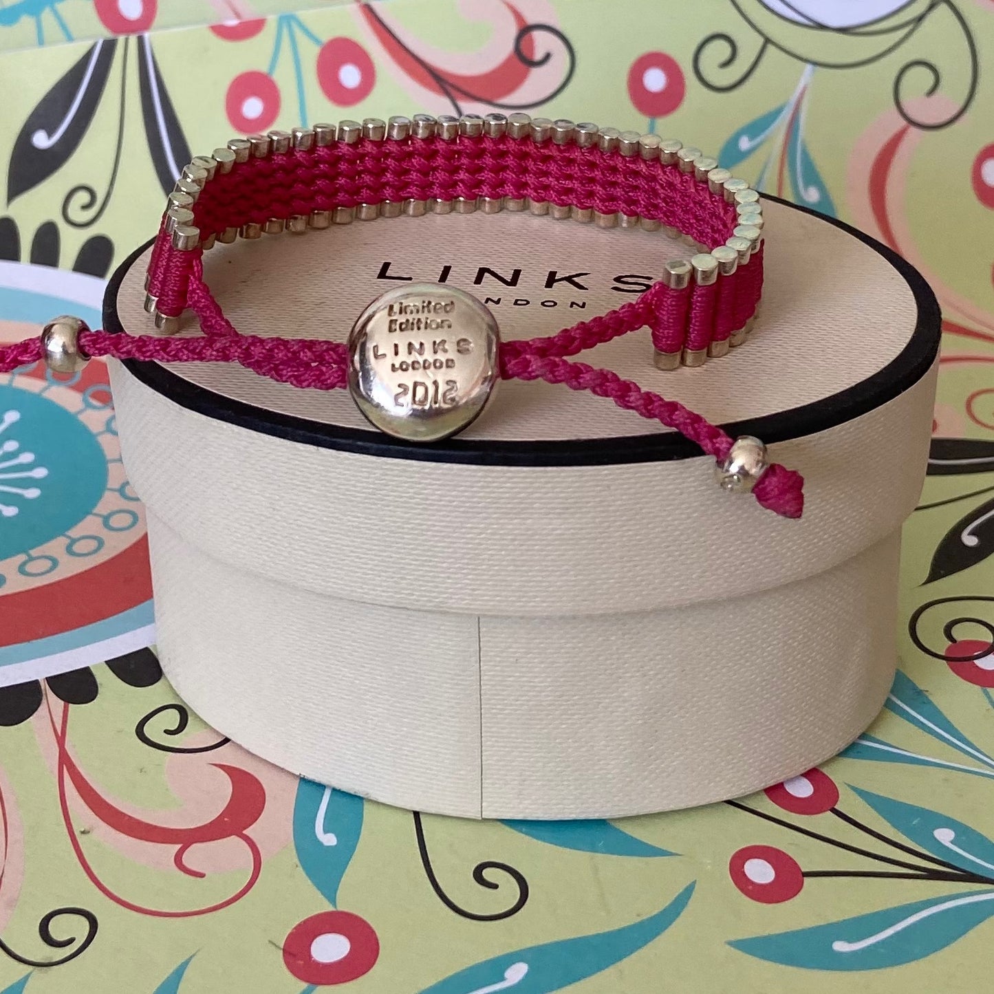 Links of London Parolympics Pink Sterling Silver rare adjustable Friendship Bracelet