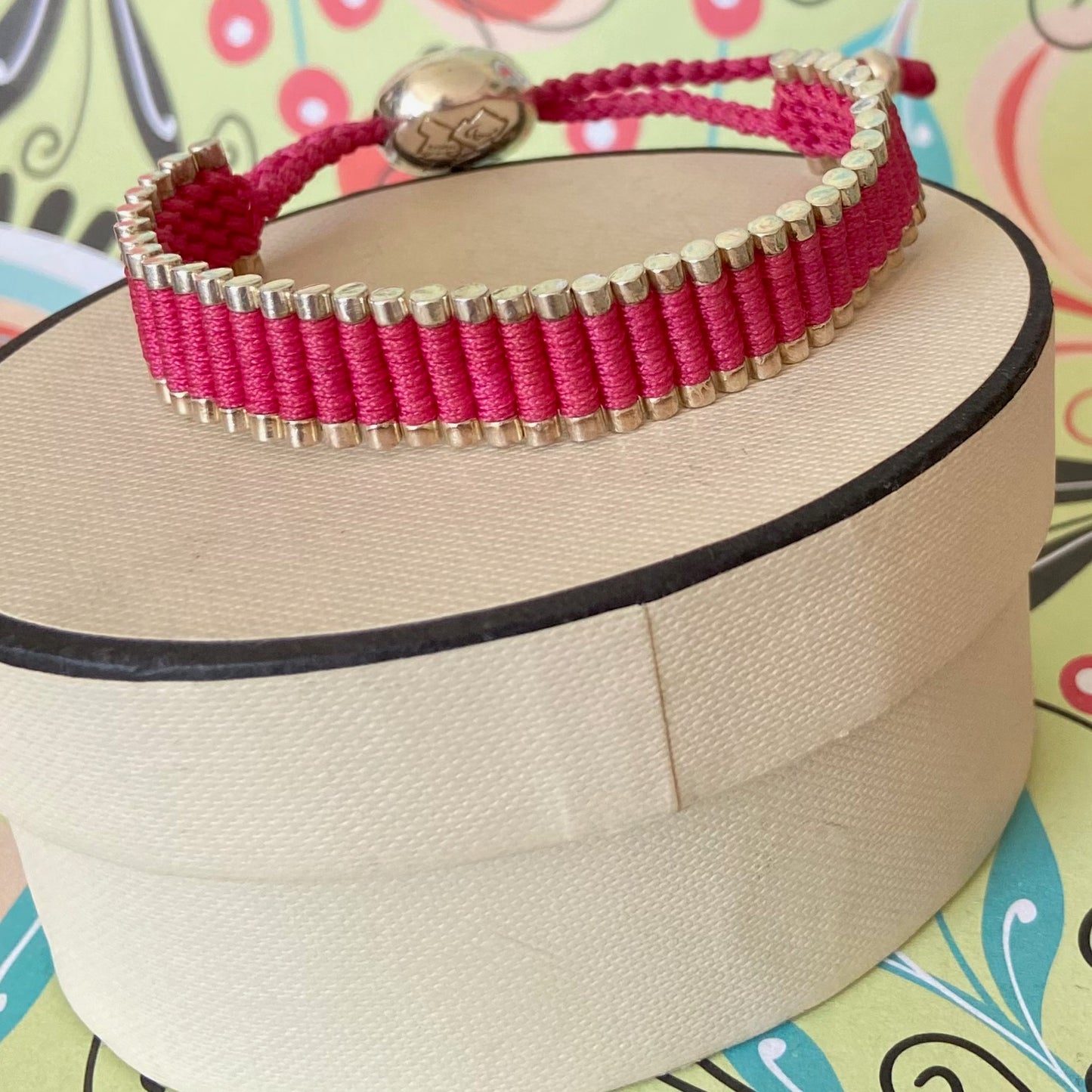 Links of London Parolympics Pink Sterling Silver rare adjustable Friendship Bracelet
