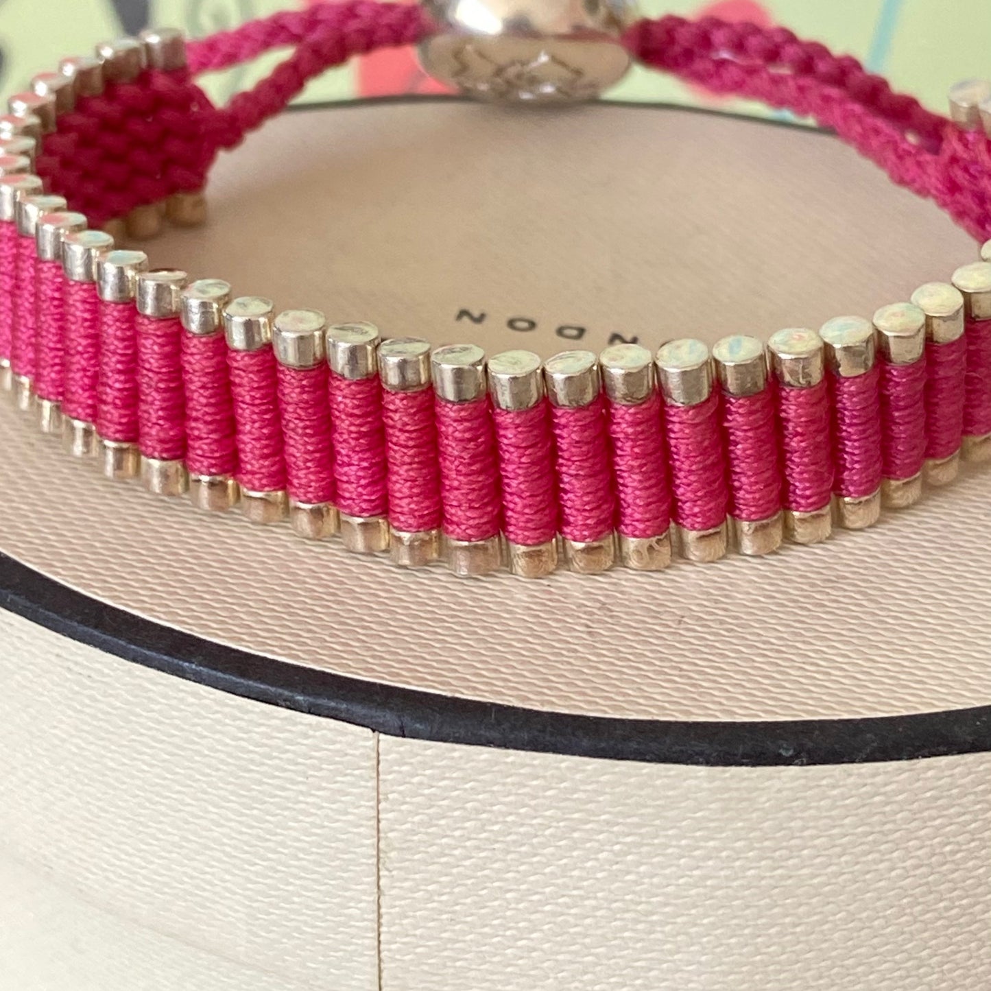 Links of London Parolympics Pink Sterling Silver rare adjustable Friendship Bracelet