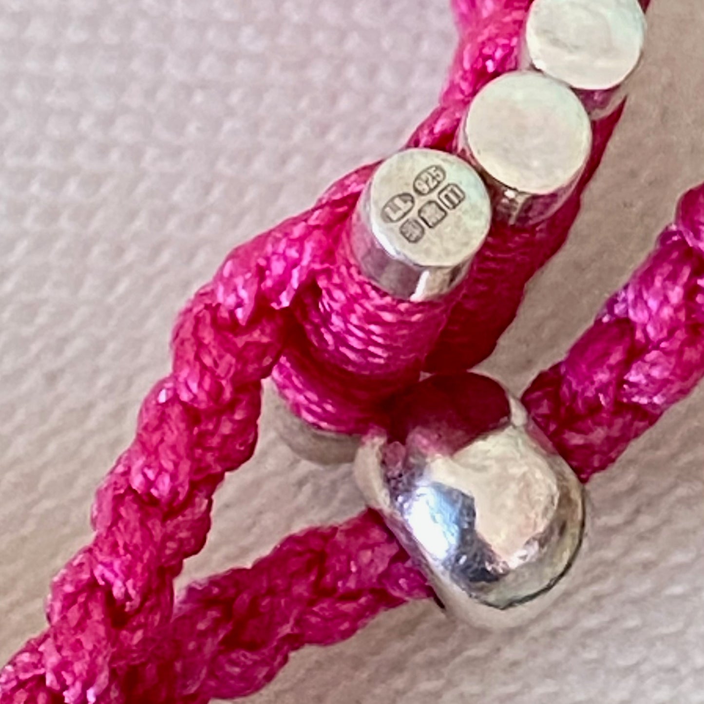 Links of London Parolympics Pink Sterling Silver rare adjustable Friendship Bracelet
