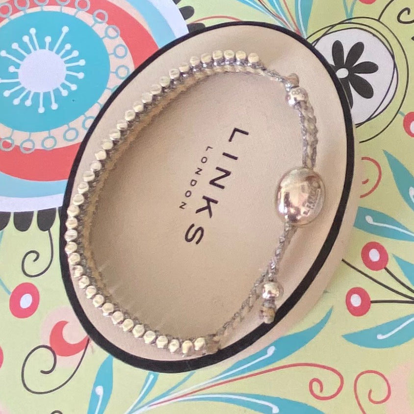 Links of London Sterling Silver cream and silver adjustable Friendship Bracelet