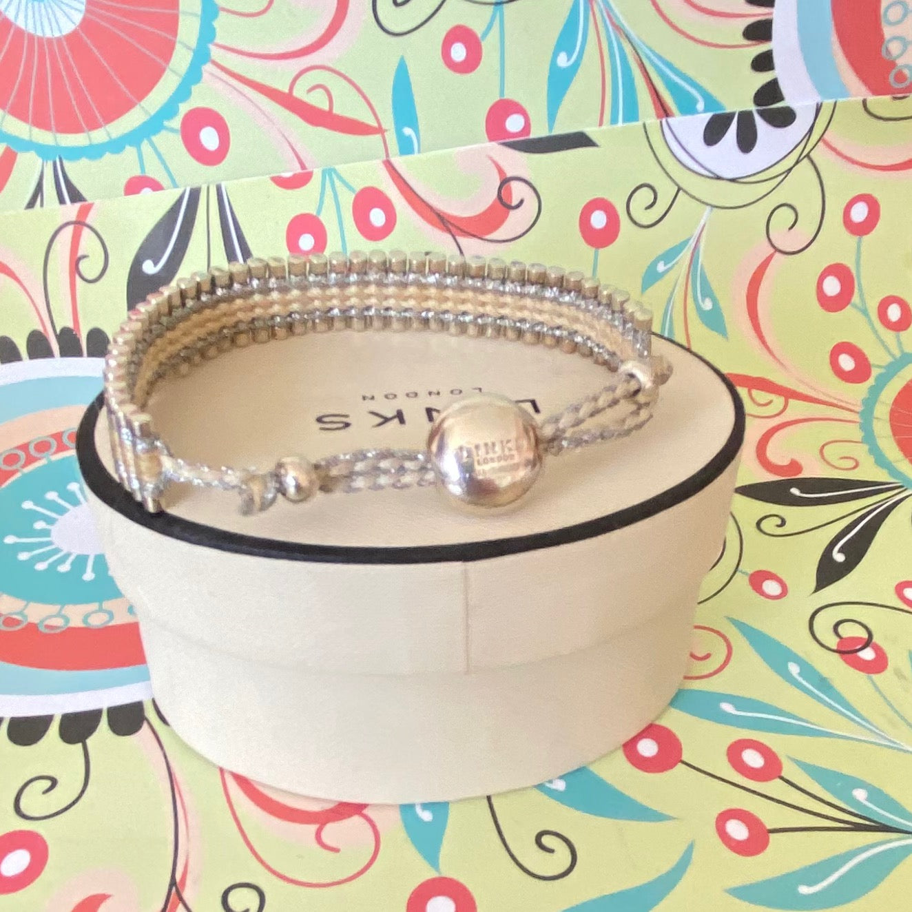 Links of London Sterling Silver cream and silver adjustable Friendship Bracelet