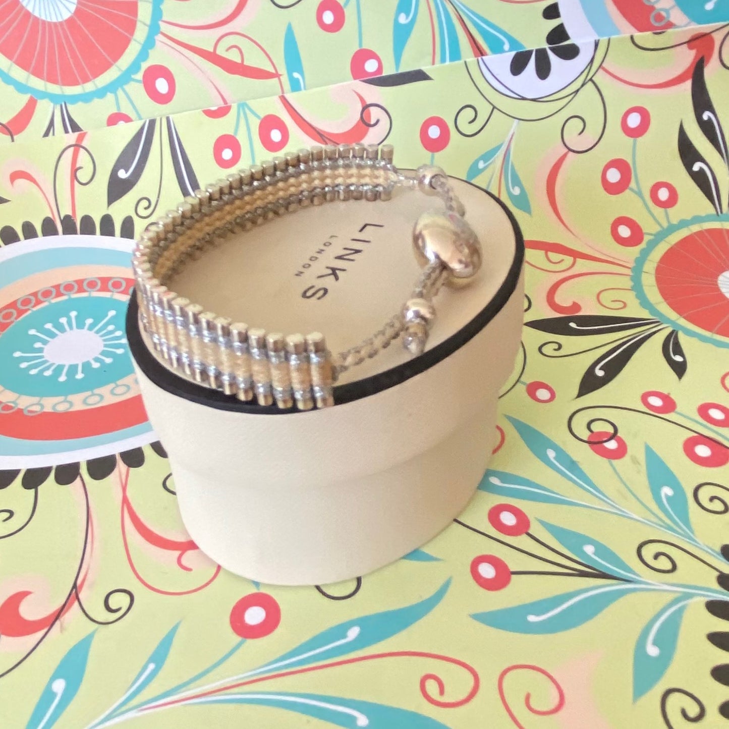 Links of London Sterling Silver cream and silver adjustable Friendship Bracelet