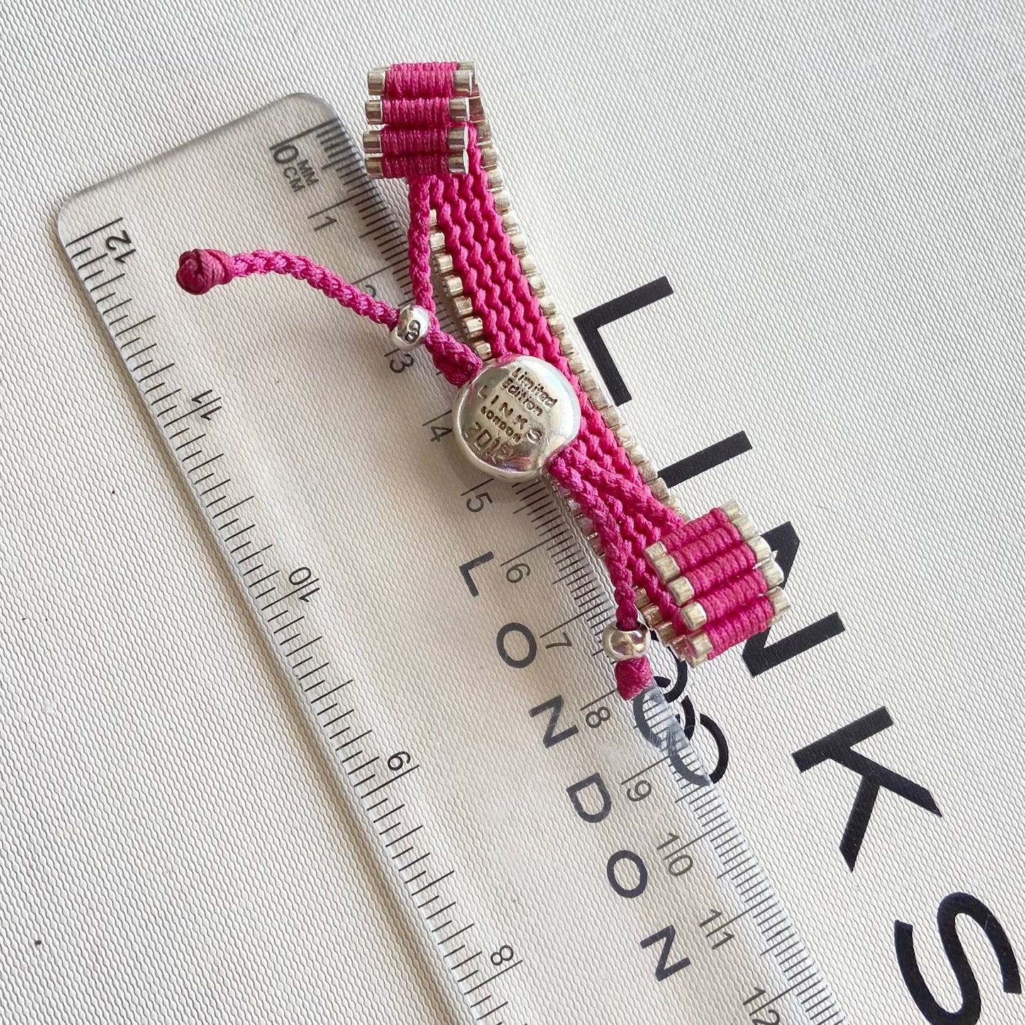 Links of London Parolympics Pink Sterling Silver rare adjustable Friendship Bracelet