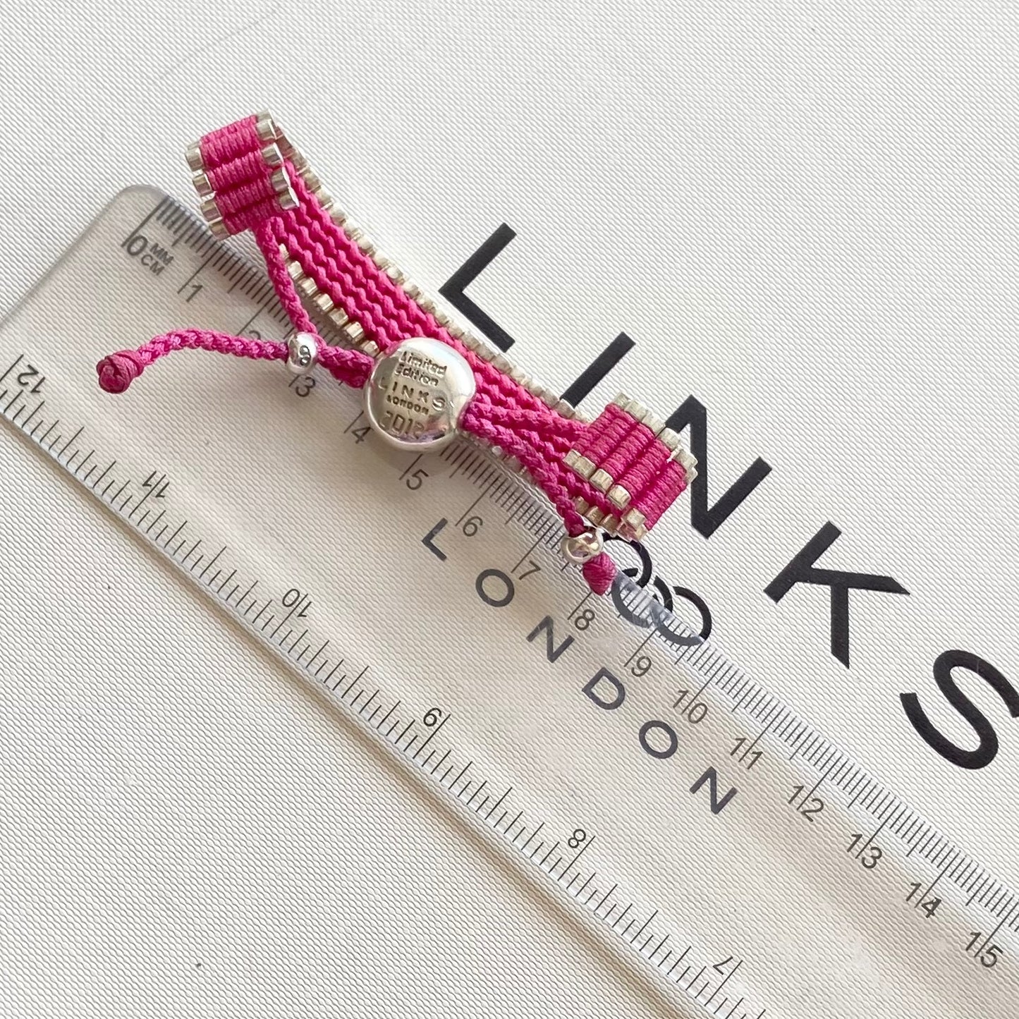 Links of London Parolympics Pink Sterling Silver rare adjustable Friendship Bracelet