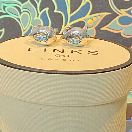 Links of London  Tear Drop Earrings with  Blue Topaz Stud