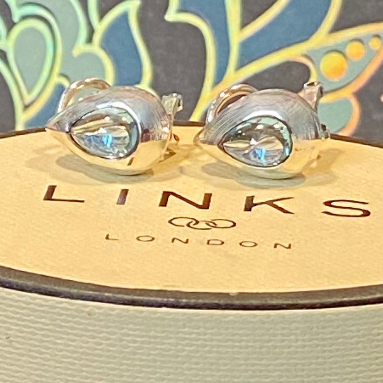 Links of London Sterling Silver Tear Drop Earrings with a Blue Topaz Tear drop Stone