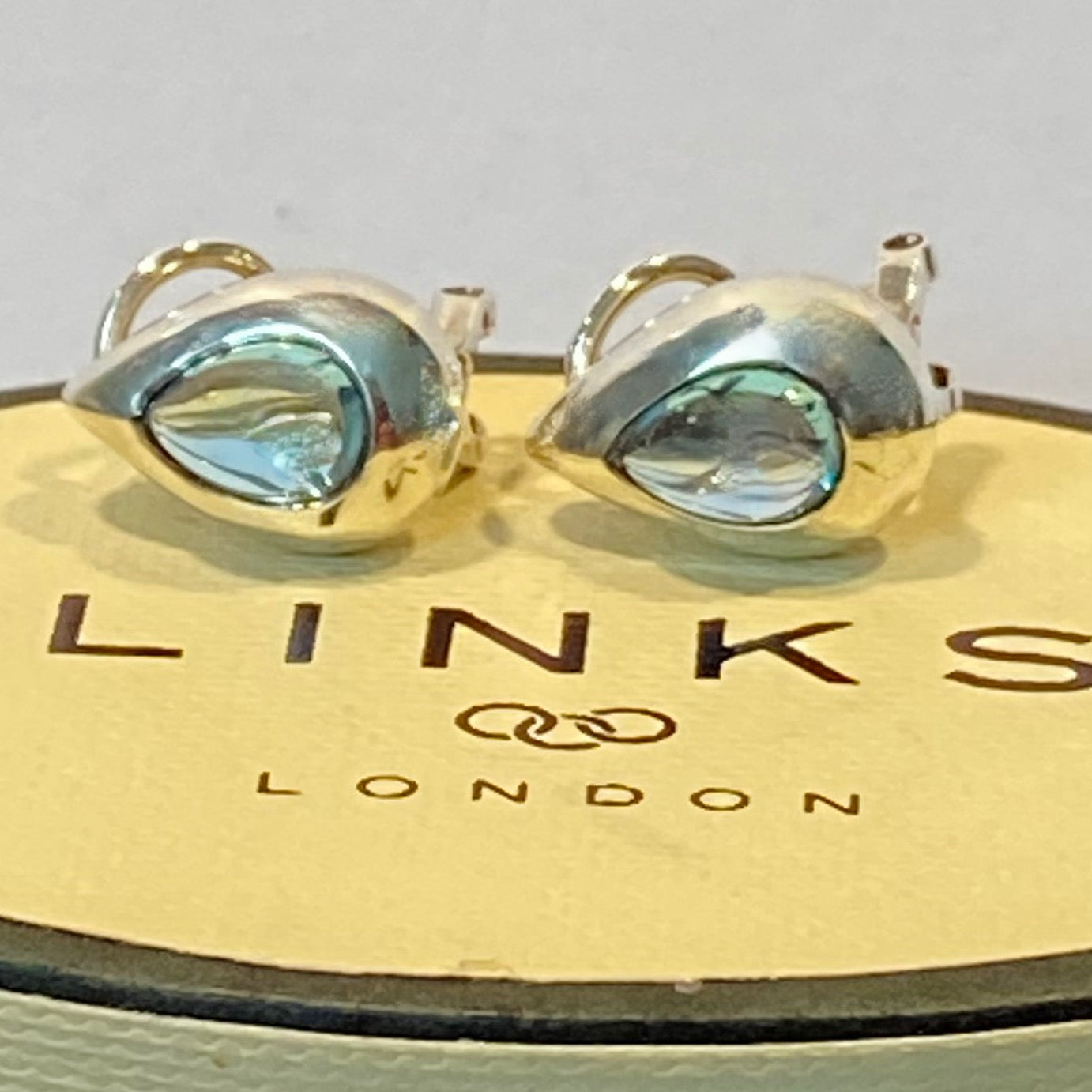 Links of London Sterling Silver Tear Drop Earrings with a Blue Topaz Tear drop Stone