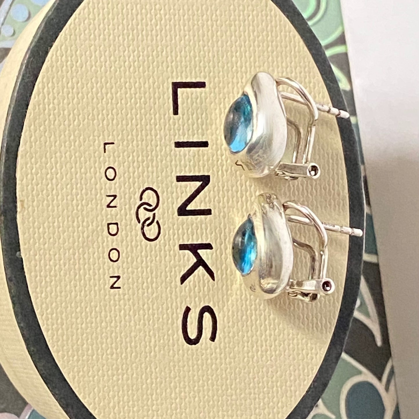 Links of London Sterling Silver Tear Drop Earrings with a Blue Topaz Tear drop Stone