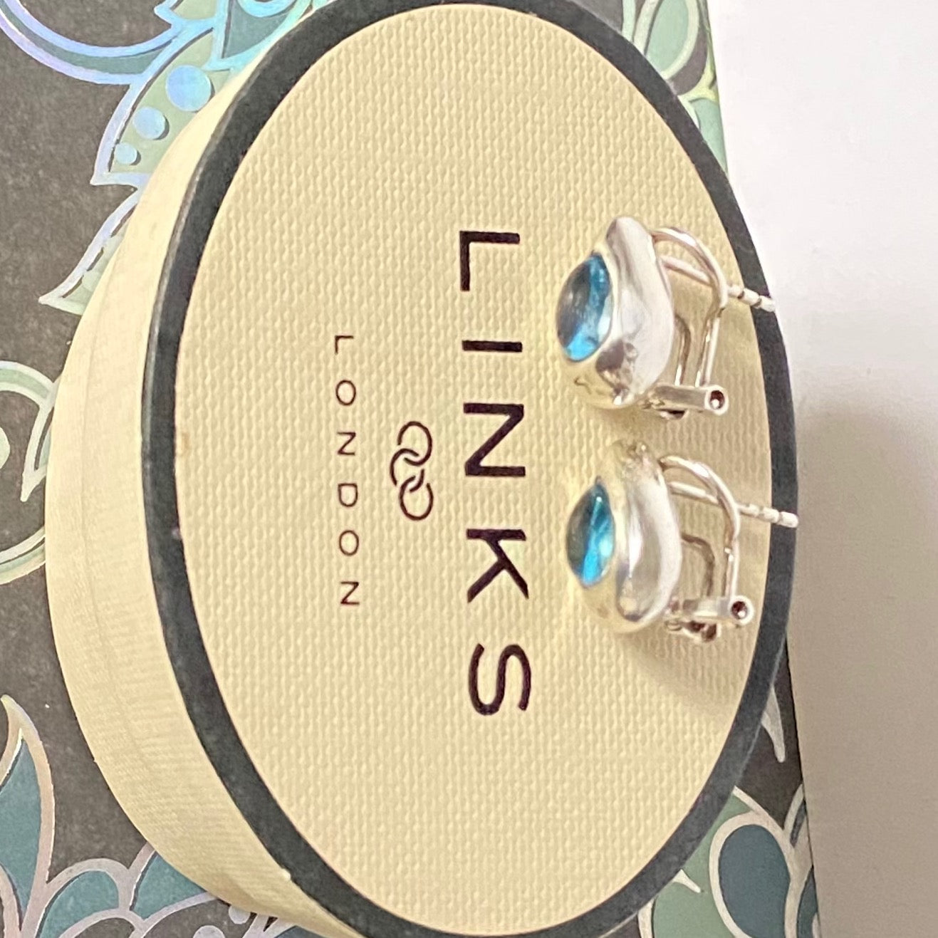 Links of London Sterling Silver Tear Drop Earrings with a Blue Topaz Tear drop Stone
