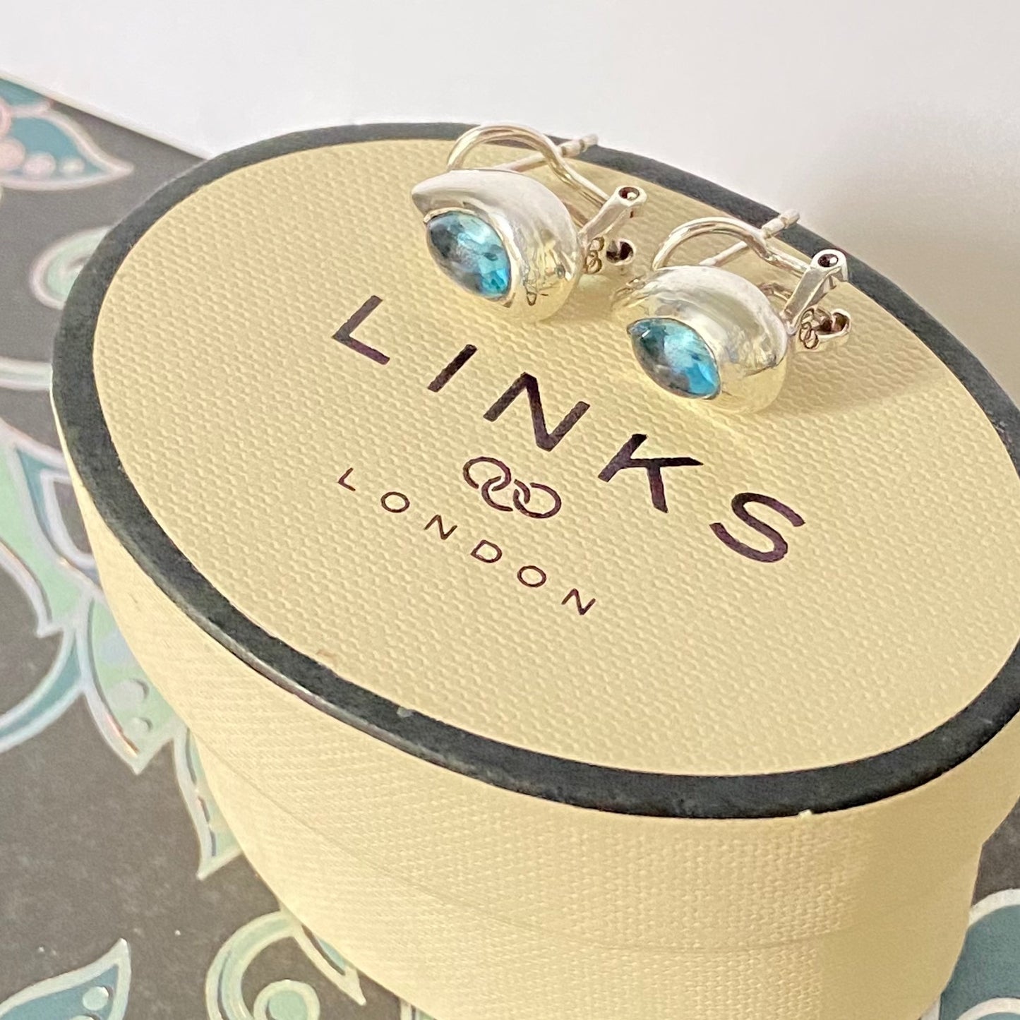 Links of London Sterling Silver Tear Drop Earrings with a Blue Topaz Tear drop Stone