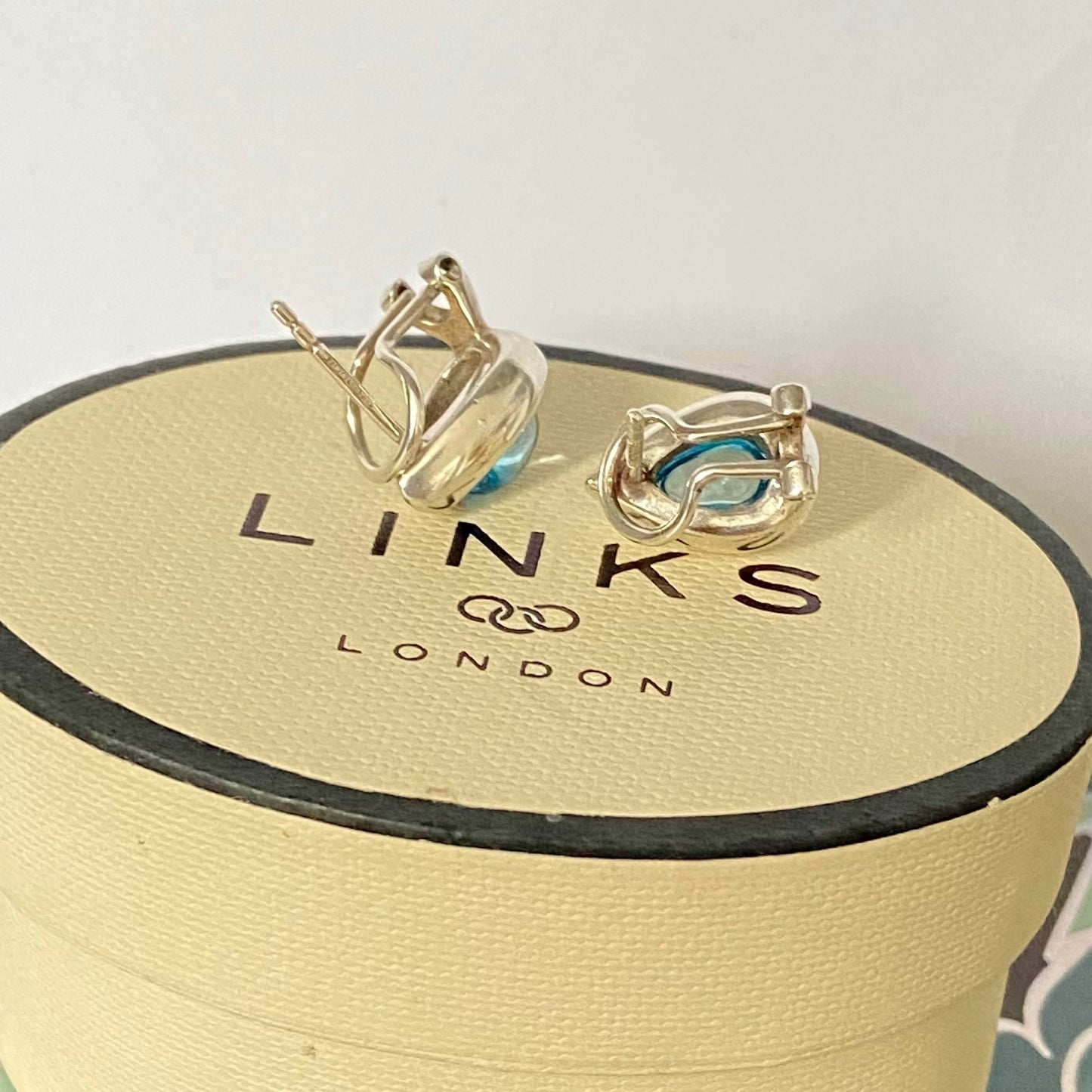 Links of London Sterling Silver Tear Drop Earrings with a Blue Topaz Tear drop Stone