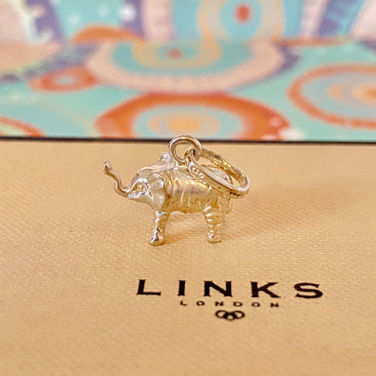 Links of London Sterling Silver Elephant Charm with an outward trunk