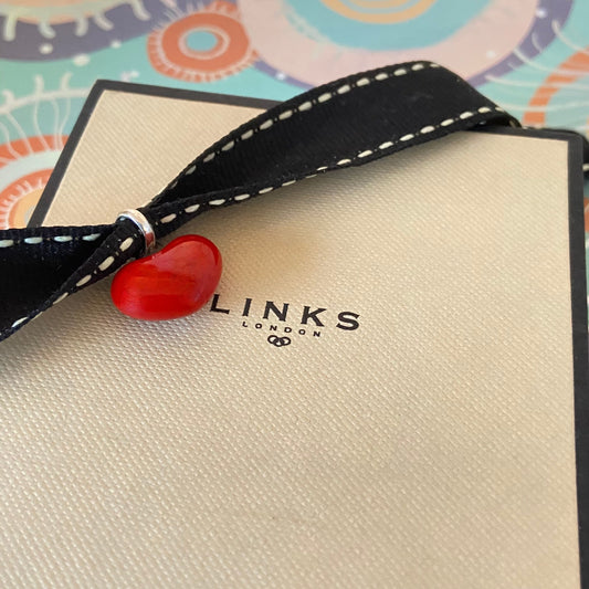 Red Enamel Sterling Silver Puffed Heart Links of London Charm