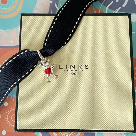 New! Links of London Teddy Bear Charm with Red Heart