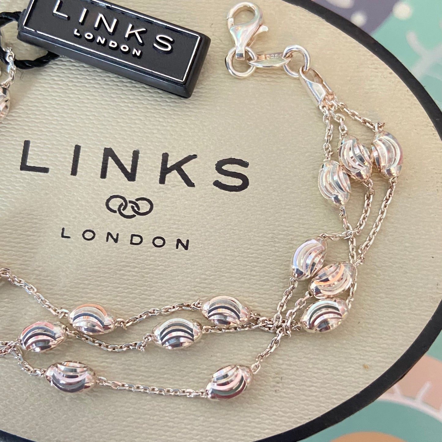 Three Strand Links of London Sterling Silver Essentials Bracelet with Beads – 17cm New with tag.