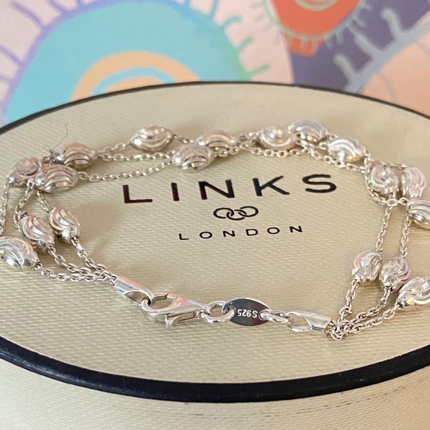 Links of London Sterling Silver Beaded Bracelet, 3 Row - 16cm  Size Small