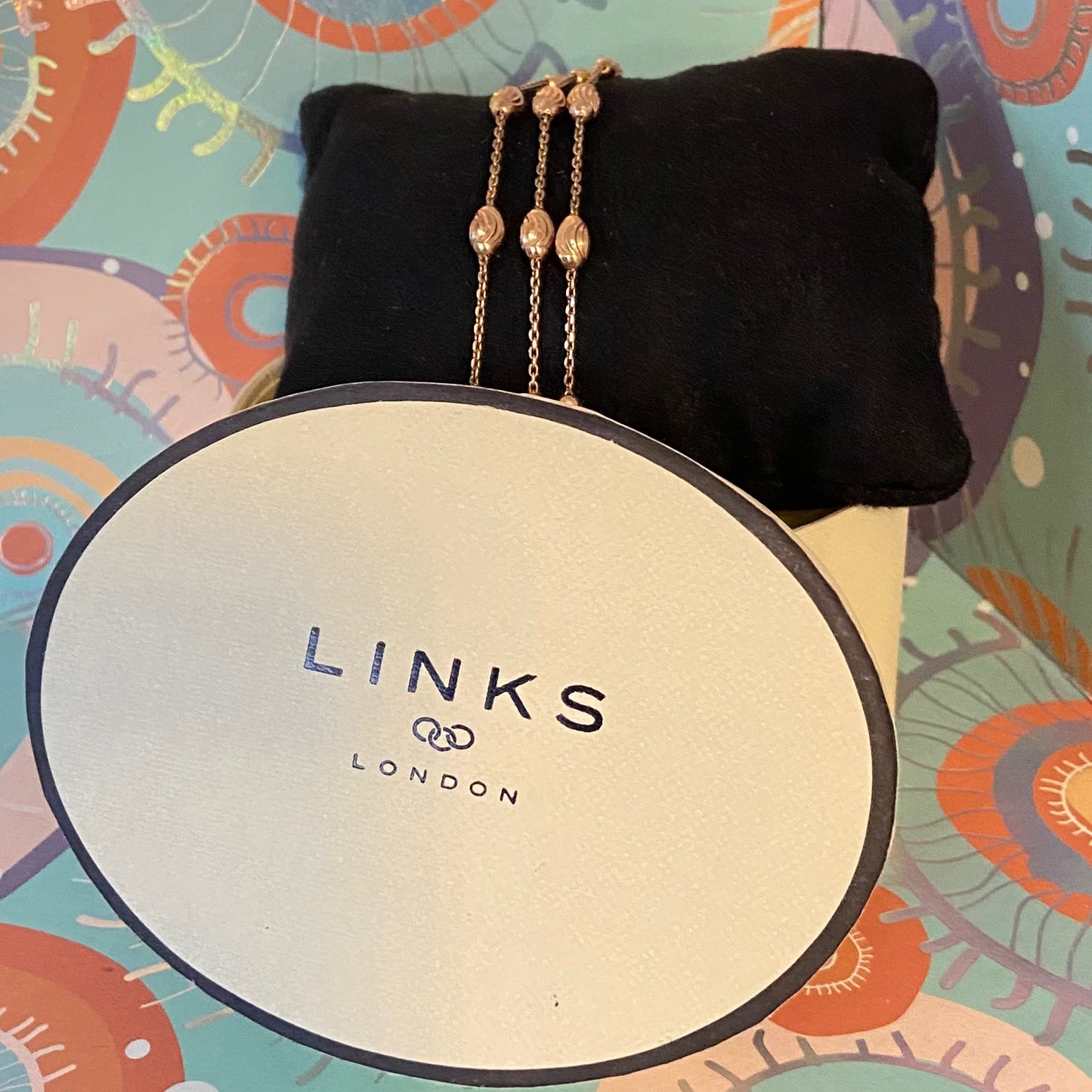 Three Strand Links of London Sterling Silver 18kt Gold Vermeil Essentials Bracelet with Beads – 17.5cm.