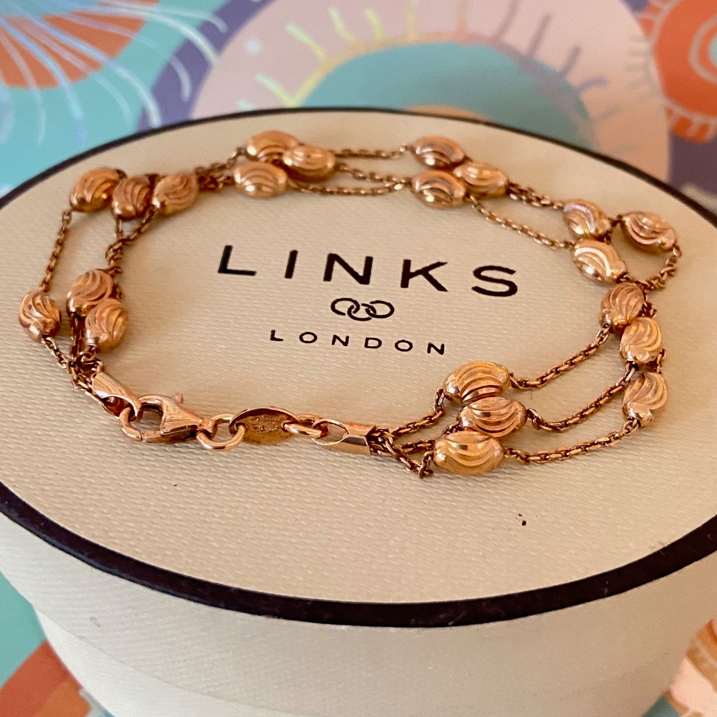 Three Strand Links of London Sterling Silver 18kt Gold Vermeil Essentials Bracelet with Beads – 17.5cm.