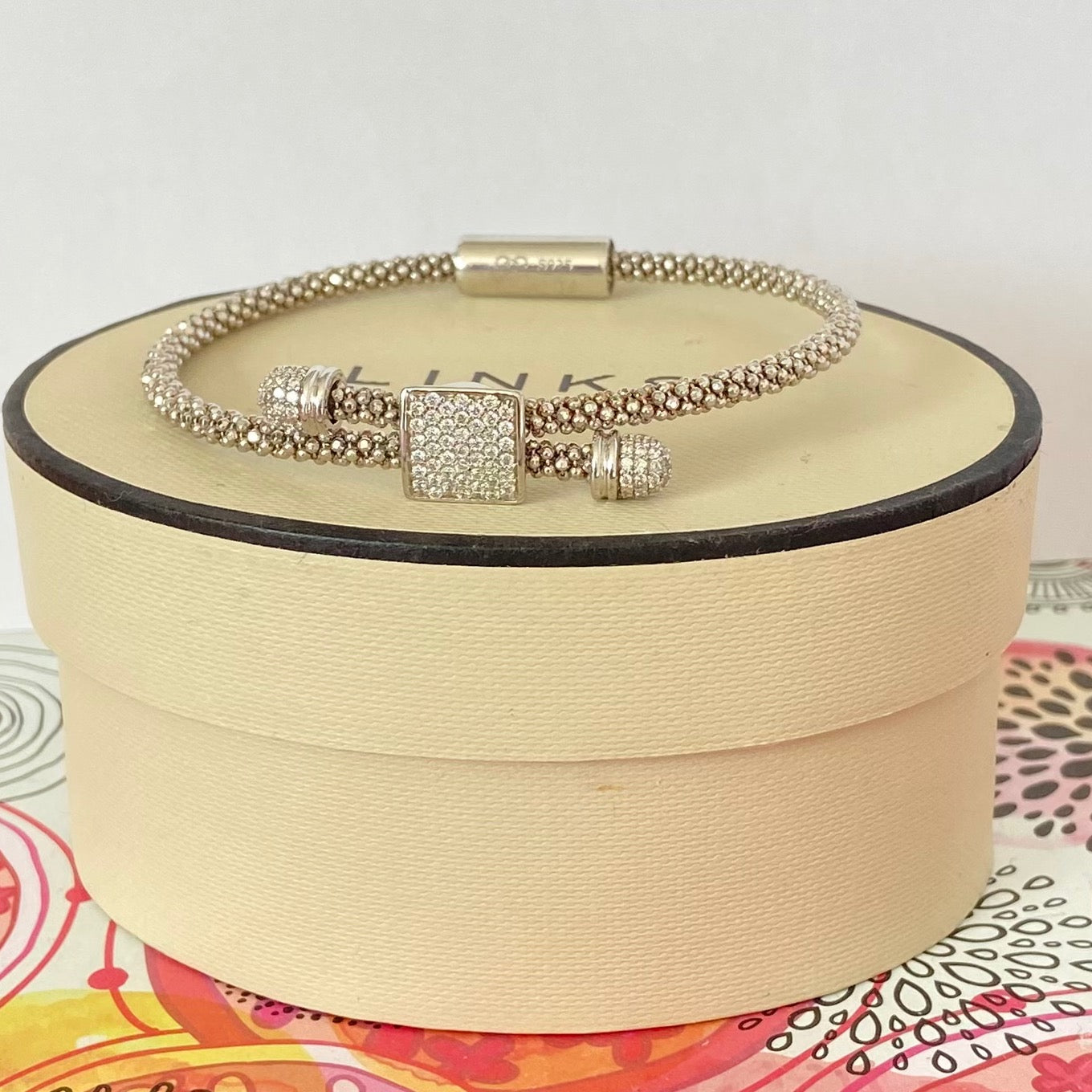 Links of London Sterling Silver Star Dust Toggle Square Bracelet with a magnetic clasp