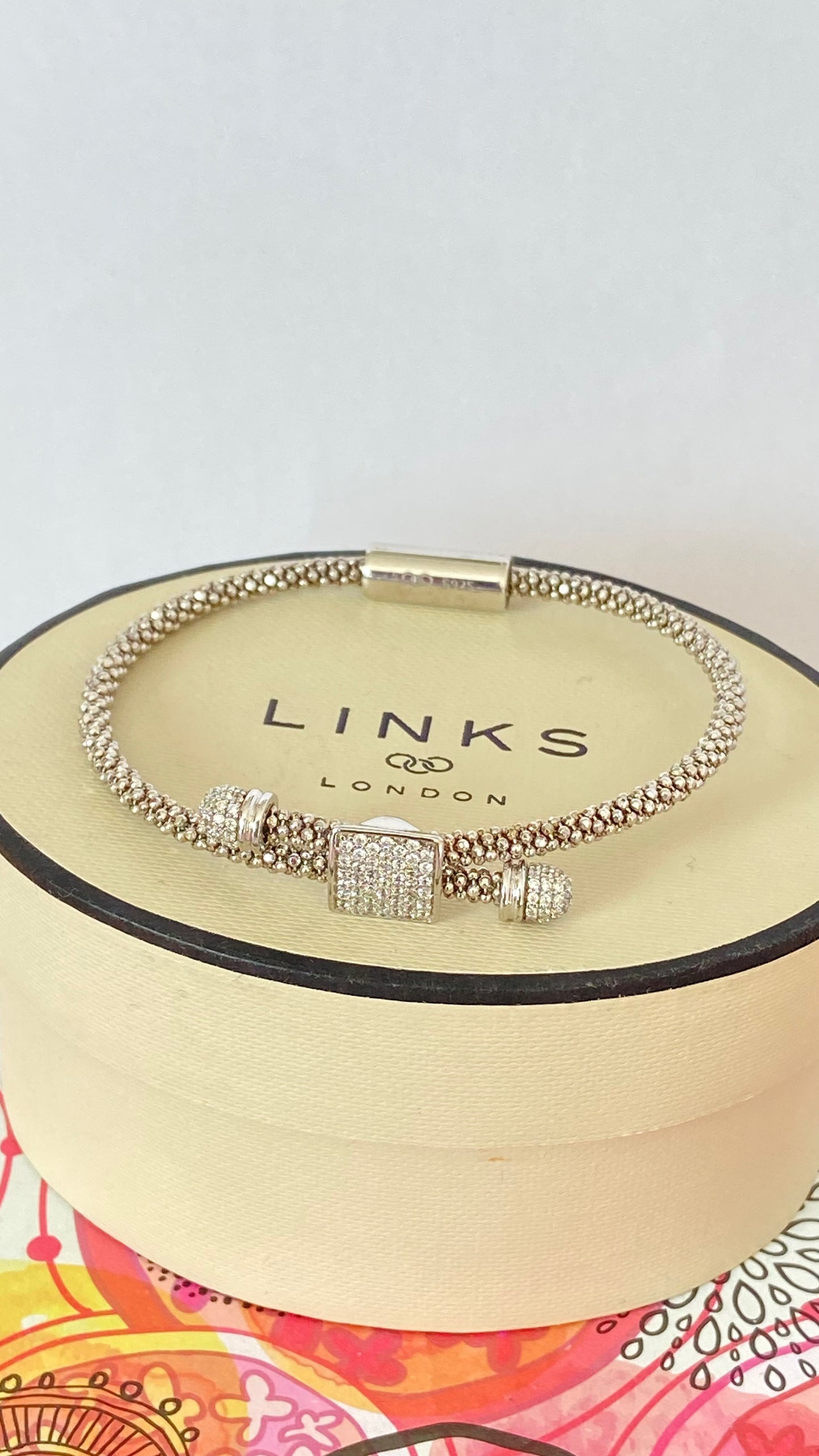 Links of London Sterling Silver Star Dust Toggle Square Bracelet with a magnetic clasp