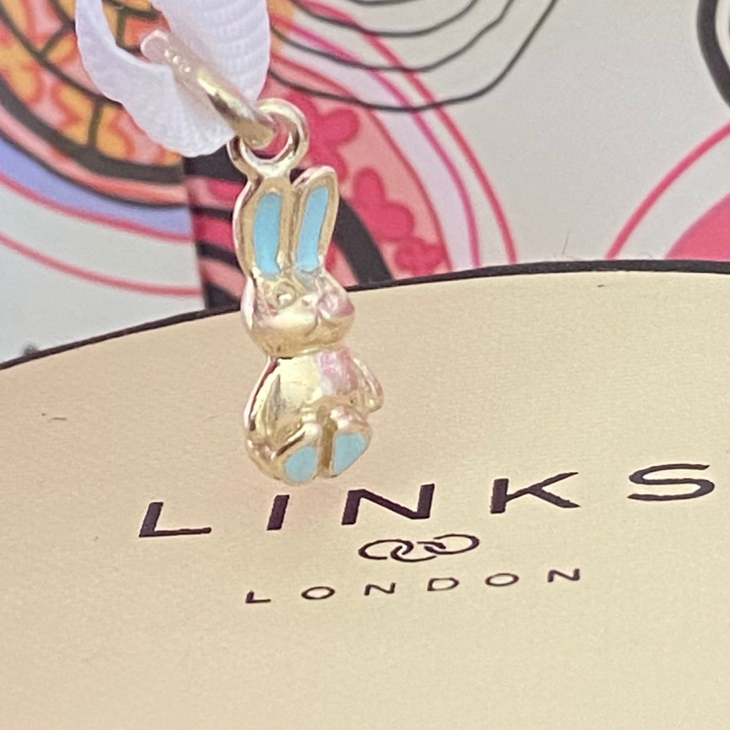 New! Links of London Bunny Rabbit charm with Pale Blue Enamel