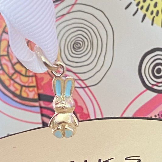 New! Links of London Bunny Rabbit charm with Pale Blue Enamel