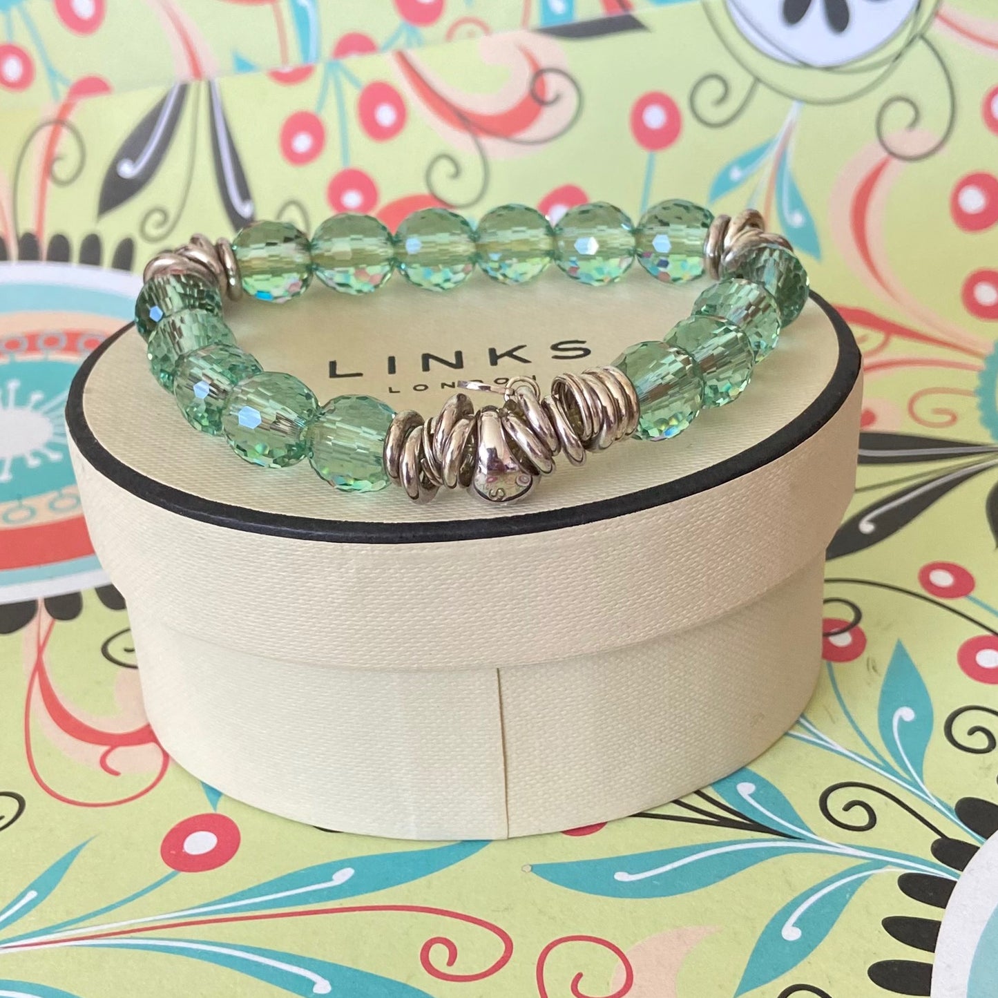 Links of London Sterling Silver Green Crystal Sweetie Bracelet