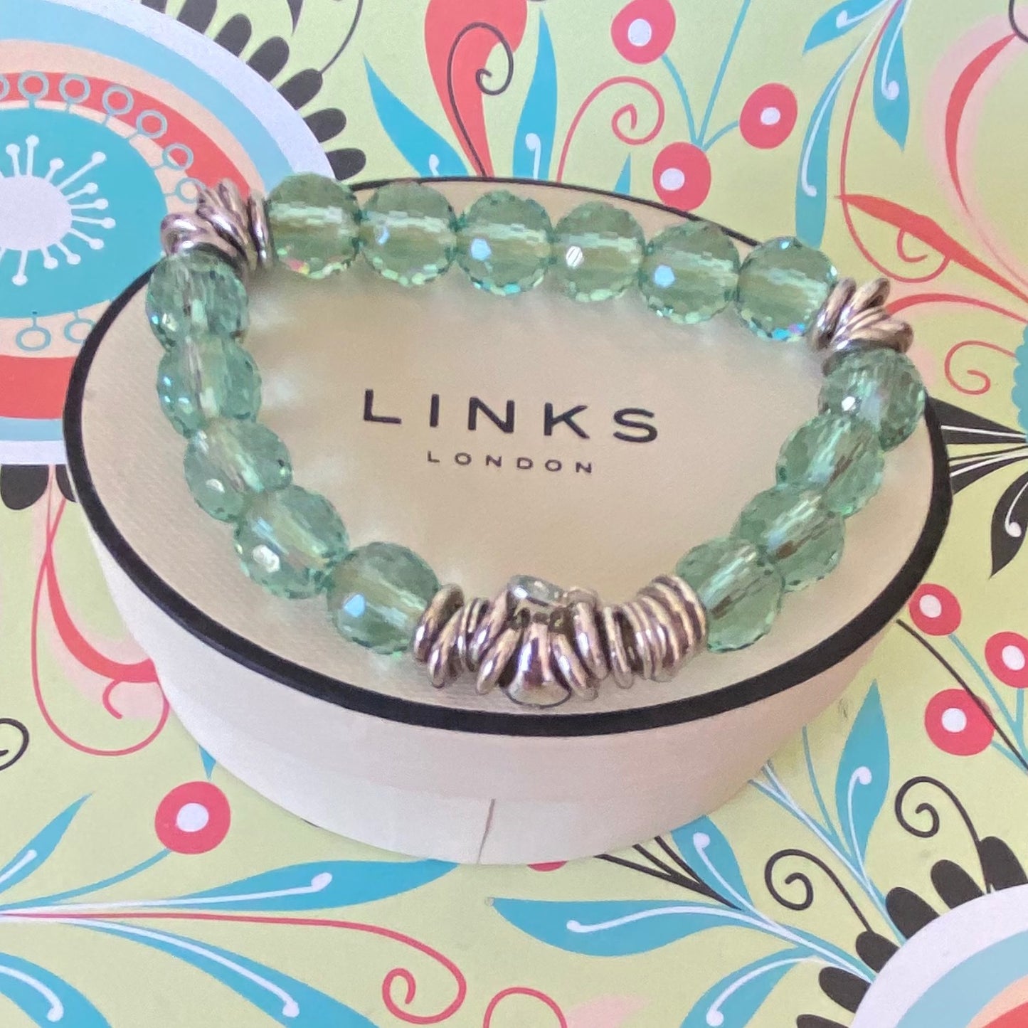 Links of London Sterling Silver Green Crystal Sweetie Bracelet