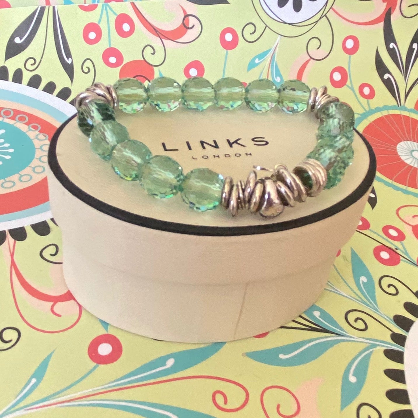 Links of London Sterling Silver Green Crystal Sweetie Bracelet