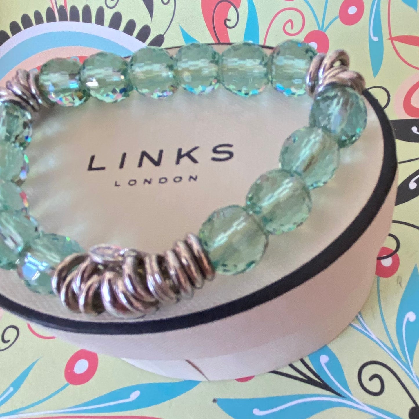 Links of London Sterling Silver Green Crystal Sweetie Bracelet