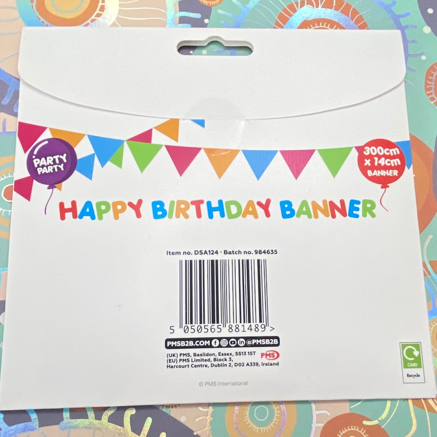 Party superhero-themed birthday banner is designed for decorating party venues.