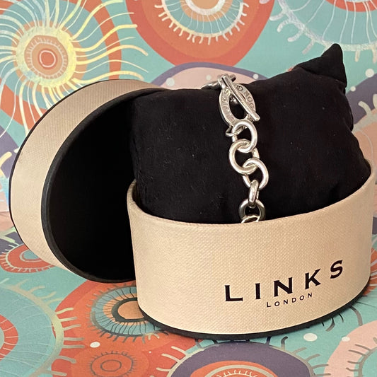 Fully Hallmarked Sterling Silver T-Bar Bracelet Links of London.  30g