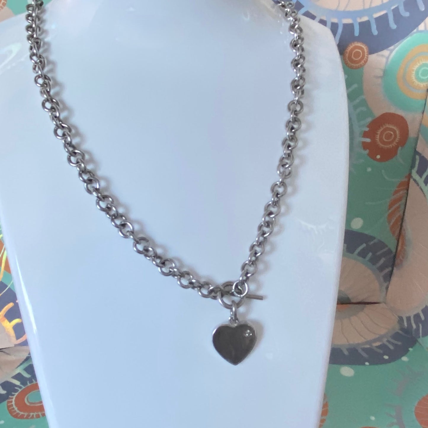 Sure T bar Hot Diamonds Necklace with a Solid Sterling Silver Heart with a Diamond. 26g. 40cm in Length